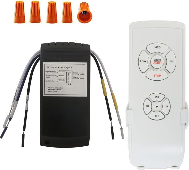 Taigeguang Ceiling Fan Remote Control and Receiver Kit, 3-in-1 Ceiling Fan Light 4 Timing and 3 Speed Wireless Remote Control for Ceiling Fan Lamp - Image 1